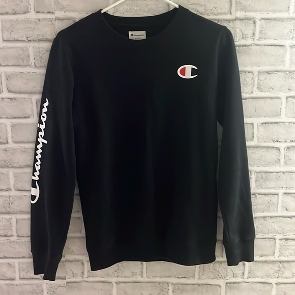 Champion youth T Shirt Size XL 14/16  Black 100% Cotton Big C Logo Long Sleeve - Picture 1 of 7